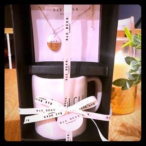 Rae Dunn Necklace & Mug beautiful Gold & White